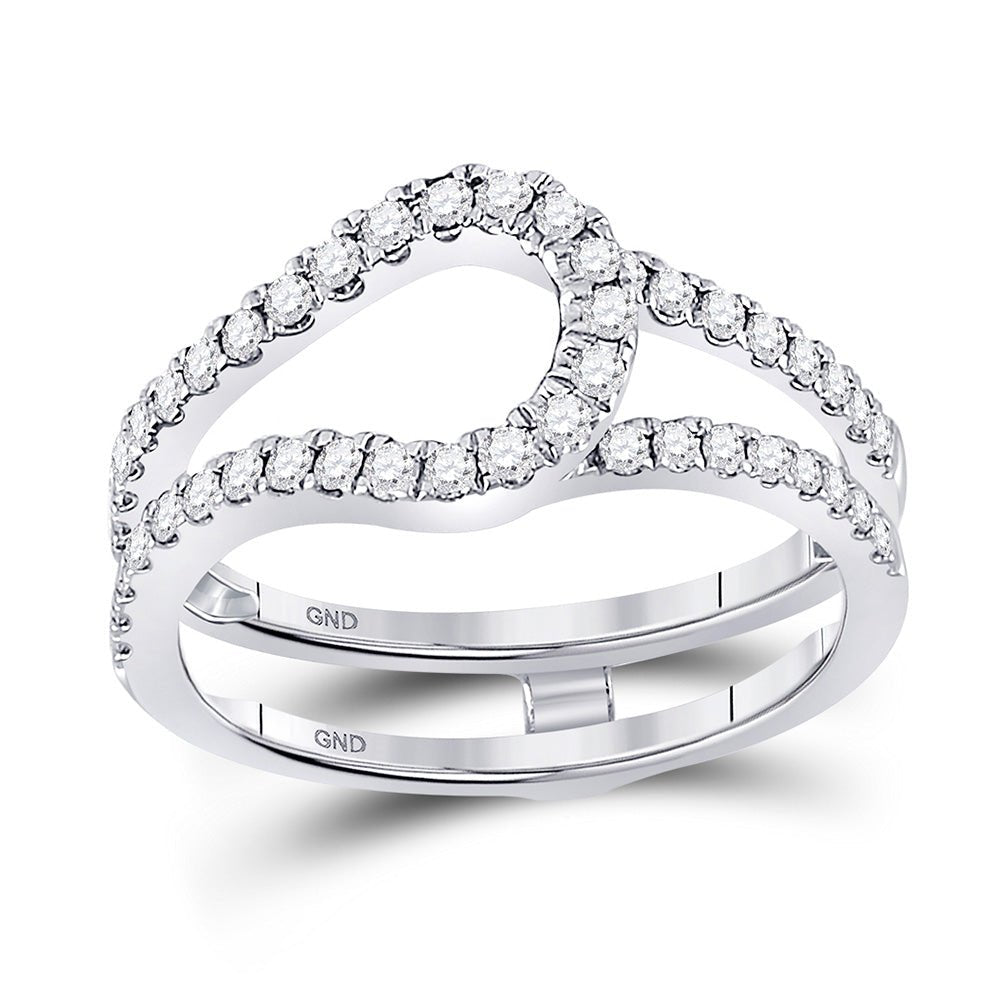 Wedding Collection | 14kt White Gold Womens Round Diamond Wrap Ring Guard Enhancer 1/2 Cttw | Splendid Jewellery GND