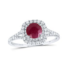 Regal Ruby Majesty: 14kt White Gold Women's Round Ruby Solitaire Bridal Wedding Engagement Ring 1-3/8 Cttw - Top View