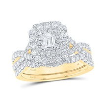 Load image into Gallery viewer, Captivating Emerald Brilliance Wedding Ring Set - Top View