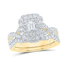 Captivating Emerald Brilliance Wedding Ring Set - Top View