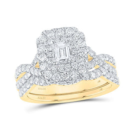 Captivating Emerald Brilliance Wedding Ring Set - Top View