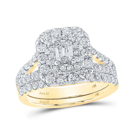 Captivating Emerald Brilliance Wedding Ring Set - Top View