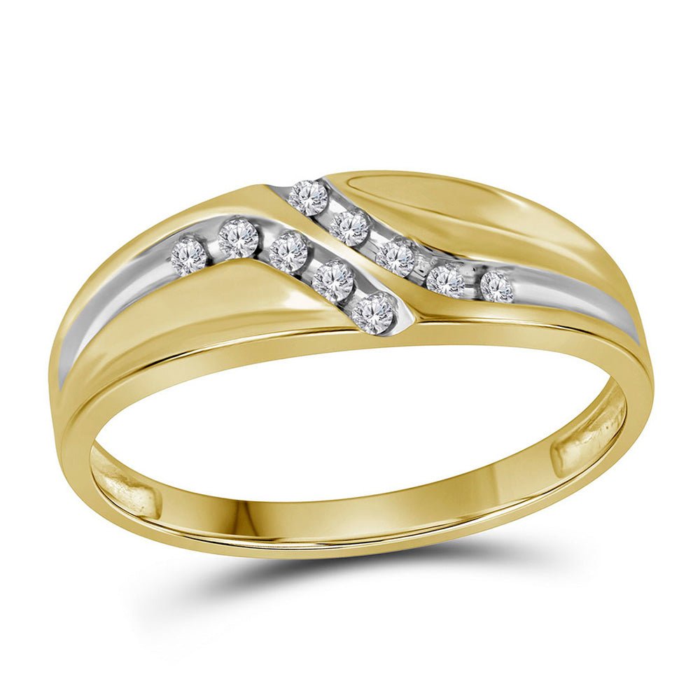 Wedding Collection | 14kt Yellow Gold Mens Round Diamond Wedding Band Ring 1/8 Cttw | Splendid Jewellery GND