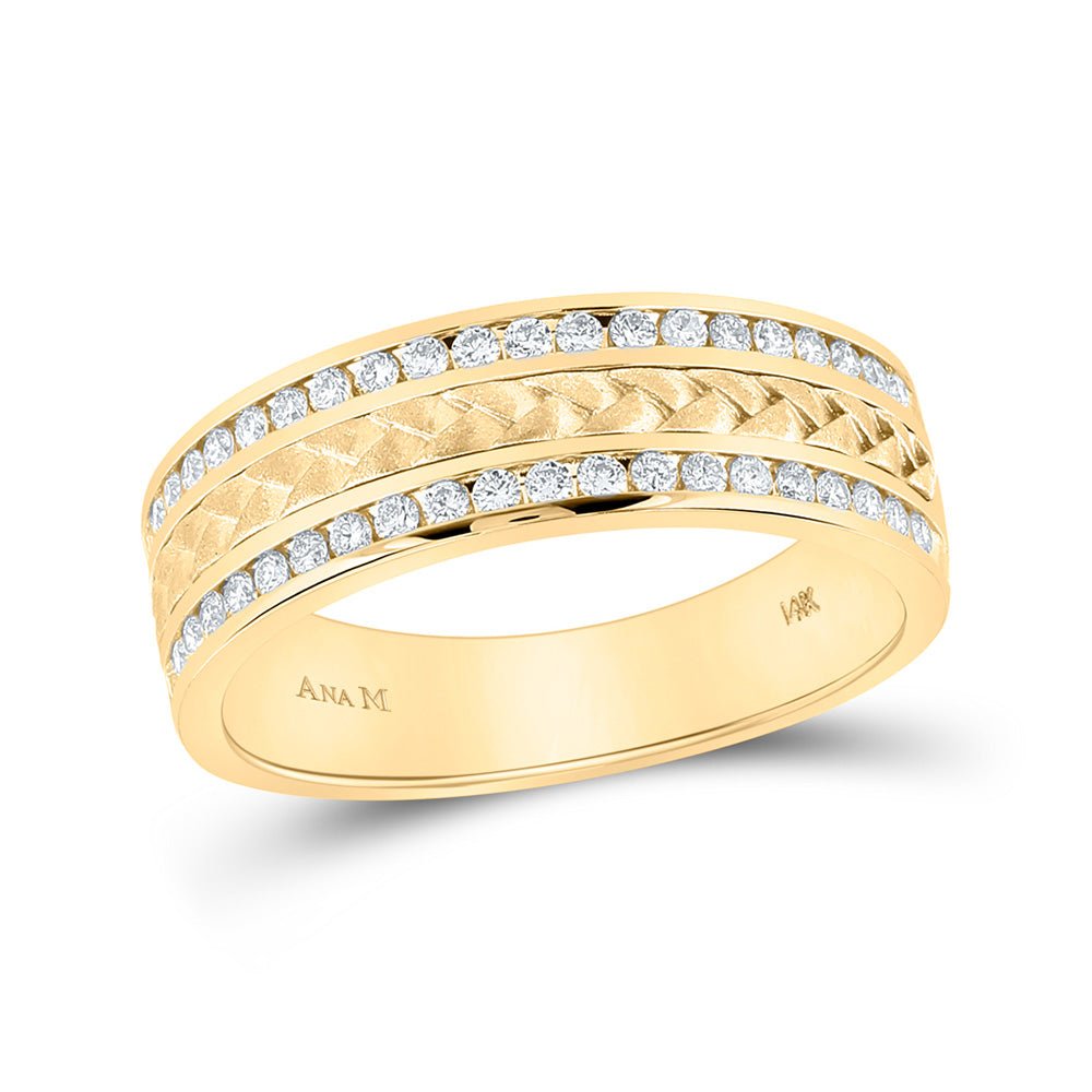 Wedding Collection | 14kt Yellow Gold Mens Round Diamond Wedding Braided Band Ring 1/2 Cttw | Splendid Jewellery GND
