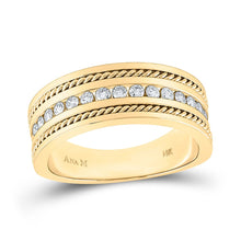 Load image into Gallery viewer, Exquisite 14kt Yellow Gold Diamond Rope Band Wedding Ring - Top View