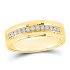 The Eternal Brilliance 14kt Yellow Gold Men's Round Diamond Wedding Single Row Band Ring - Top View