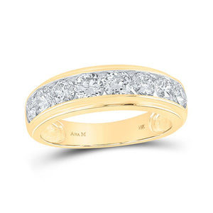 Wedding Collection | 14kt Yellow Gold Mens Round Diamond Wedding Single Row Band Ring 2 Cttw | Splendid Jewellery GND