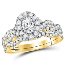 Load image into Gallery viewer, 14kt Yellow Gold Eternal Love Bridal Wedding Ring Band Set - Top View