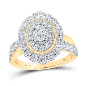 Radiant Love 14kt Yellow Gold Oval Diamond Halo Bridal Wedding Engagement Ring - Top View
