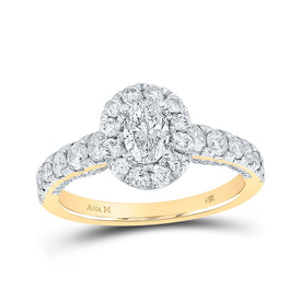 Radiant Love 14kt Yellow Gold Oval Diamond Halo Bridal Wedding Engagement Ring - Top View