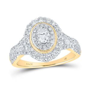 Wedding Collection | 14kt Yellow Gold Oval Diamond Halo Bridal Wedding Engagement Ring 1 Cttw | Splendid Jewellery GND
