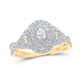 Radiant Splendor: 14kt Yellow Gold Oval Diamond Halo Bridal Wedding Engagement Ring 1 Cttw - Top View