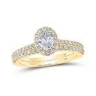 Captivating Brilliance 14kt Yellow Gold Oval Diamond Halo Bridal Wedding Ring Band Set 1 Cttw - Top View