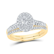 Load image into Gallery viewer, 14kt Yellow Gold Mesmerizing Oval Diamond Halo Bridal Wedding Ring Band Set - Top View
