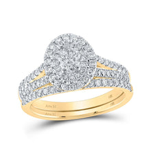 Load image into Gallery viewer, 14kt Golden Halo Brilliance Bridal Wedding Ring Set - Top View