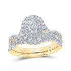 14kt Golden Halo Brilliance Bridal Wedding Ring Set - Top View