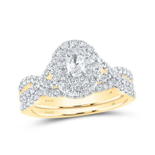 Load image into Gallery viewer, 14kt Golden Halo Brilliance Bridal Ring Set - A Captivating Symbol of Eternal Love - Top View