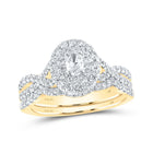 14kt Golden Halo Brilliance Bridal Ring Set - A Captivating Symbol of Eternal Love - Top View