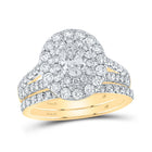 14kt Golden Halo of Love Wedding Ring Band Set - Top View