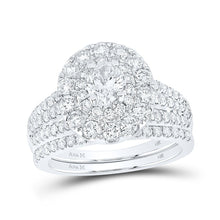 Load image into Gallery viewer, 14kt Yellow Gold Eternal Brilliance Diamond Halo Bridal Wedding Ring Band Set - Top View