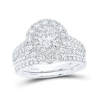 14kt Yellow Gold Eternal Brilliance Diamond Halo Bridal Wedding Ring Band Set - Top View