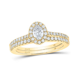 14kt Radiant Glow Diamond Halo Bridal Wedding Ring Band Set - Top View