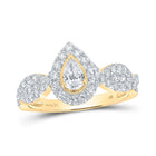14kt Yellow Gold Pear Diamond Halo Bridal Wedding Engagement Ring - A Mesmerizing Symbol of Love and Commitment - Top View