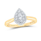 14kt Yellow Gold Pear Diamond Halo Bridal Wedding Engagement Ring 1/2 Cttw - Top View