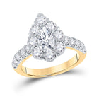 14kt Yellow Gold Pear Diamond Halo Bridal Wedding Engagement Ring: A Radiant Promise of Forever - Top View