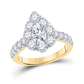14kt Yellow Gold Pear Diamond Halo Bridal Wedding Engagement Ring: A Radiant Promise of Forever - Top View