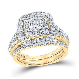 14kt Yellow Gold Radiant Love Diamond Bridal Wedding Ring Band Set 1-1/2 Cttw - Alternate view 1 from Splendid Jewellery