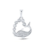 Whale of Love Diamond Pendant Top view from the 10Kt White Gold Womens Round Diamond Whale Heart Pendant 1 4 Cttwpin280182 collection by Splendid Jewellery