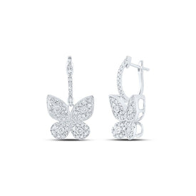 Whimsical Diamond Butterfly Earrings - 10kt White Gold, 5/8 Cttw - Splendid Jewellery