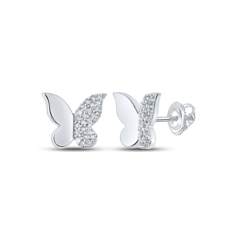 Whimsical Diamond Butterfly Earrings in 10kt White Gold - Splendid Jewellery