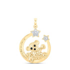 Whimsical Gold Bear and Crescent Moon Diamond Pendant - Splendid Jewellery