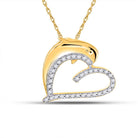 Whimsical Love: 10kt Yellow Gold Diamond Dolphin Heart Pendant - Splendid Jewellery