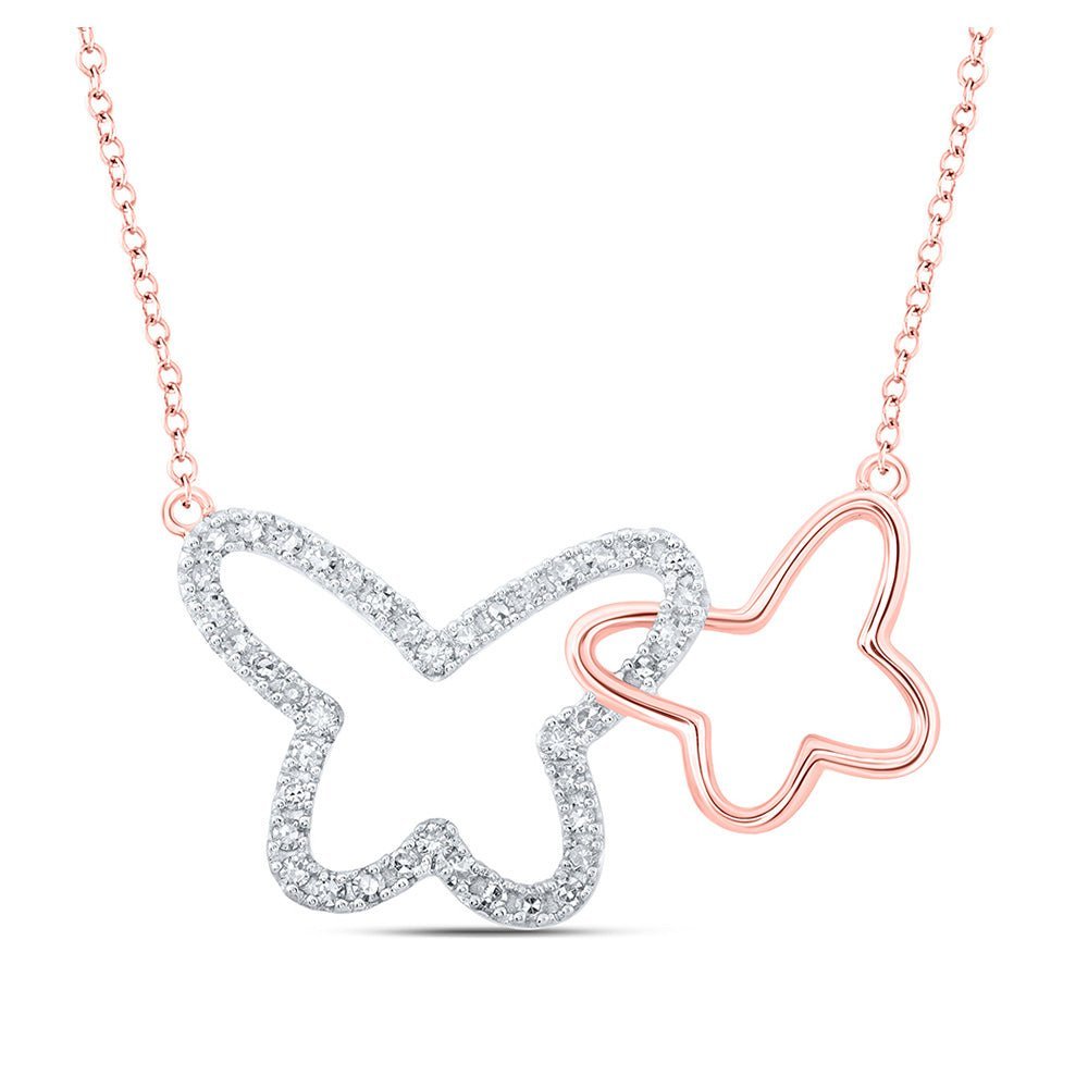 Whimsical Rose Gold Butterfly Diamond Pendant Necklace - Splendid Jewellery