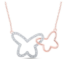 Whimsical Rose Gold Butterfly Diamond Pendant Necklace - Splendid Jewellery