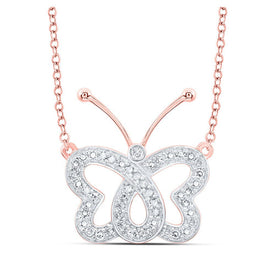 Whimsical Rose Gold Diamond Butterfly Necklace - Splendid Jewellery