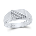 White Gold Diagonal Row Diamond Fashion Ring for Men - 1/12 Cttw  Top View from Splendid Jewellery