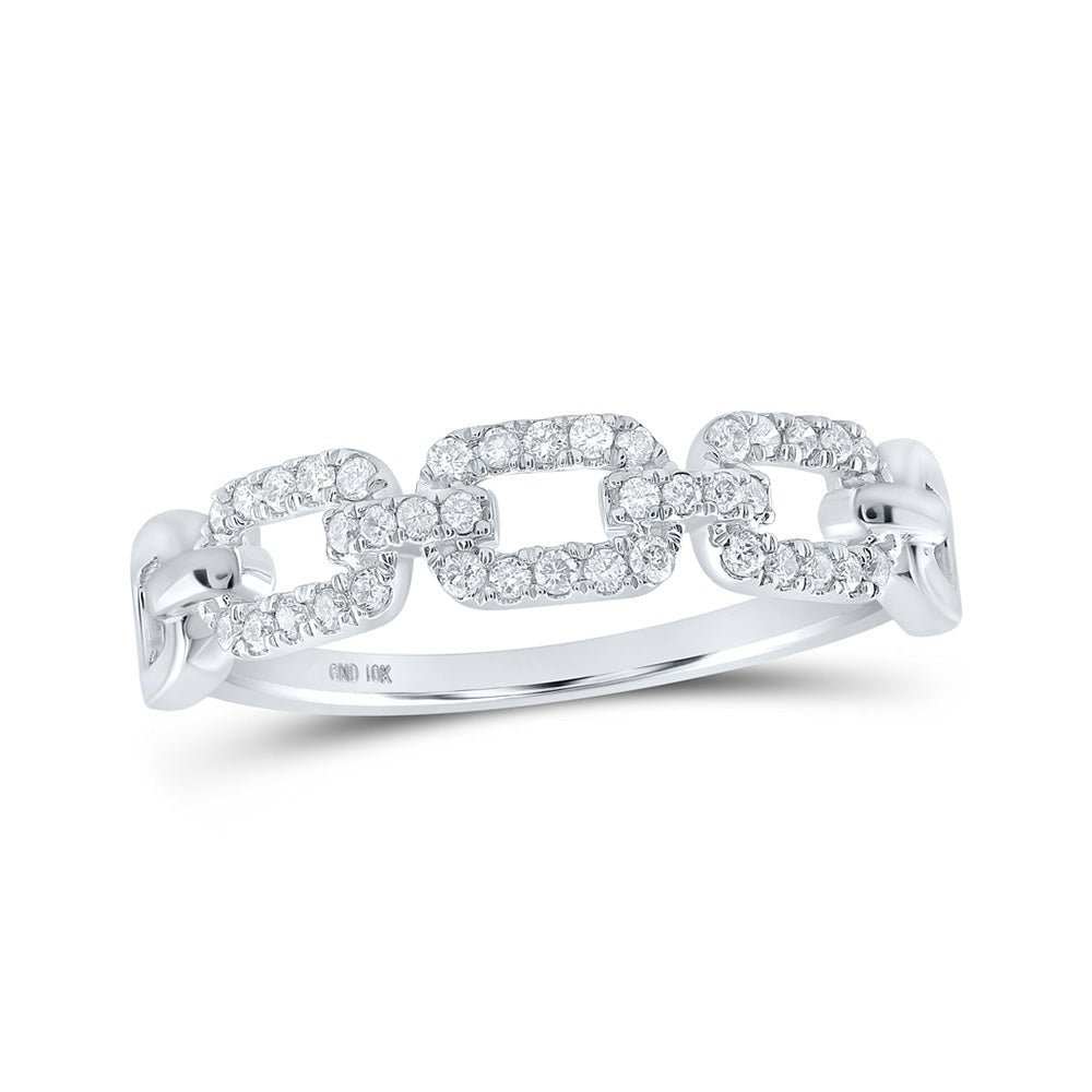 White Gold Link Diamond Stackable Band Ring - Splendid Jewellery