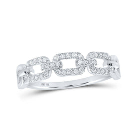 White Gold Link Diamond Stackable Band Ring - Splendid Jewellery