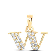 Load image into Gallery viewer, Wondrous W Initial Diamond Pendant - 10kt Yellow Gold Women's Necklace - Splendid Jewellery