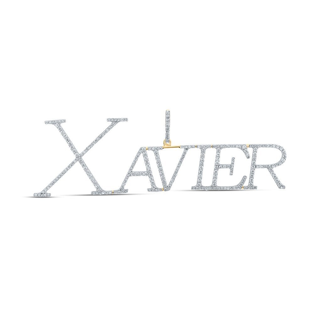 XAVIER Men's 10kt Yellow Gold Diamond Letter Charm Pendant - 1 - 1/2 Cttw - Splendid Jewellery