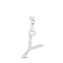 Load image into Gallery viewer, Y Initial Diamond Pendant in 10kt White Gold - A Personalized Touch of Elegance - Splendid Jewellery