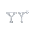 Y Initial Sparkling Diamond Earrings in 10kt White Gold - Splendid Jewellery
