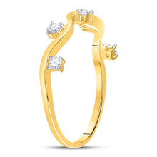 Load image into Gallery viewer, Yellow Gold Diamond Wave Stackable Band Ring - A Captivating Addition to Your Jewelry Collection - Top View