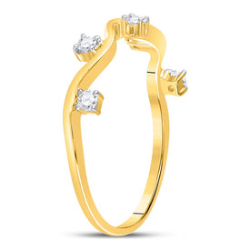 Yellow Gold Diamond Wave Stackable Band Ring - A Captivating Addition to Your Jewelry Collection - Top View