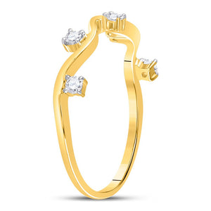 Yellow Gold Diamond Wave Stackable Band Ring - A Captivating Addition to Your Jewelry Collection - Splendid Jewellery