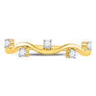Yellow Gold Diamond Wave Stackable Band Ring - A Captivating Addition to Your Jewelry Collection - Front View